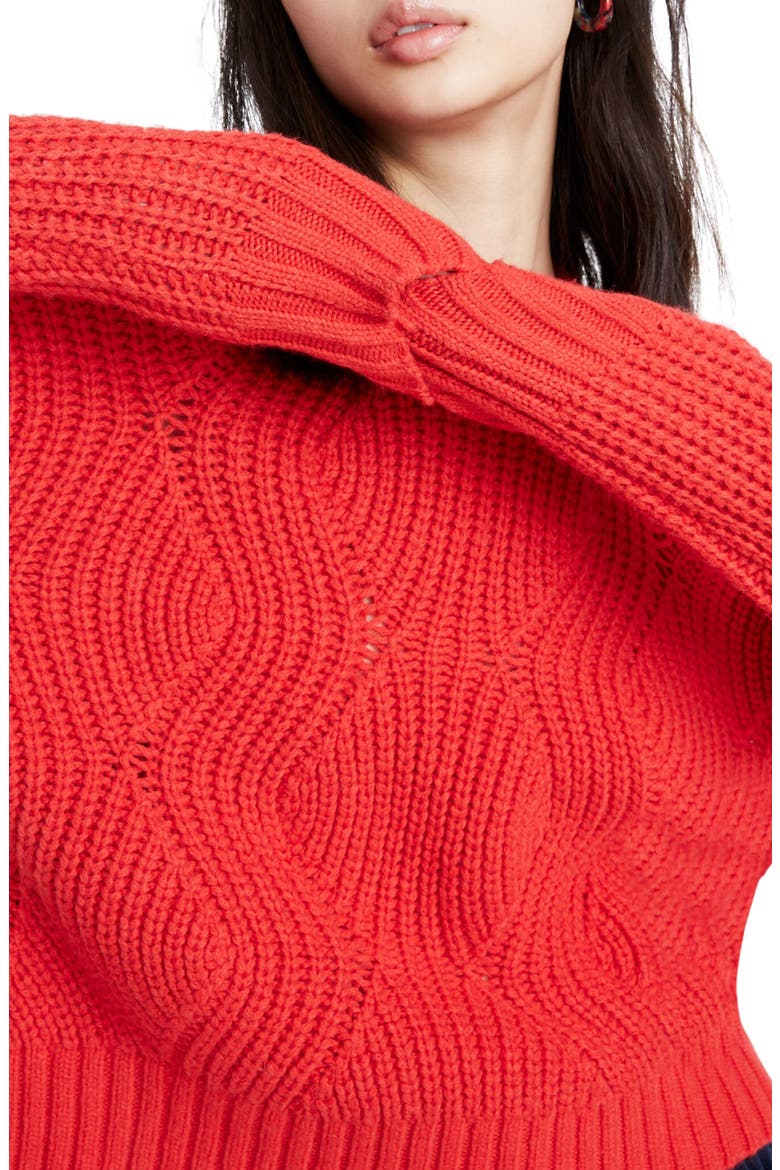 Everett Cable Knit Sweater, Alternate, color, ENAMEL RED