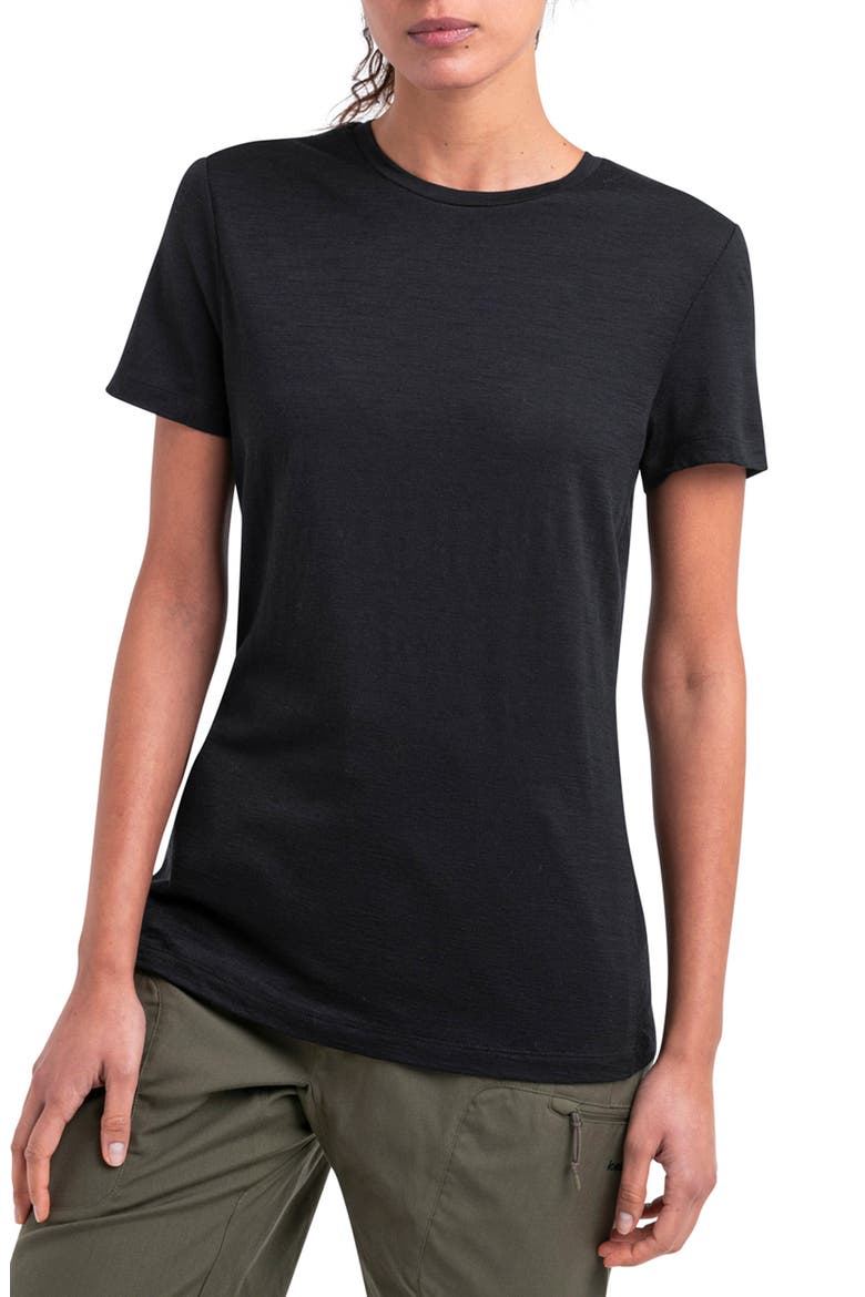 Tech Lite III Merino Wool Crewneck Shirt, Main, color, BLACK