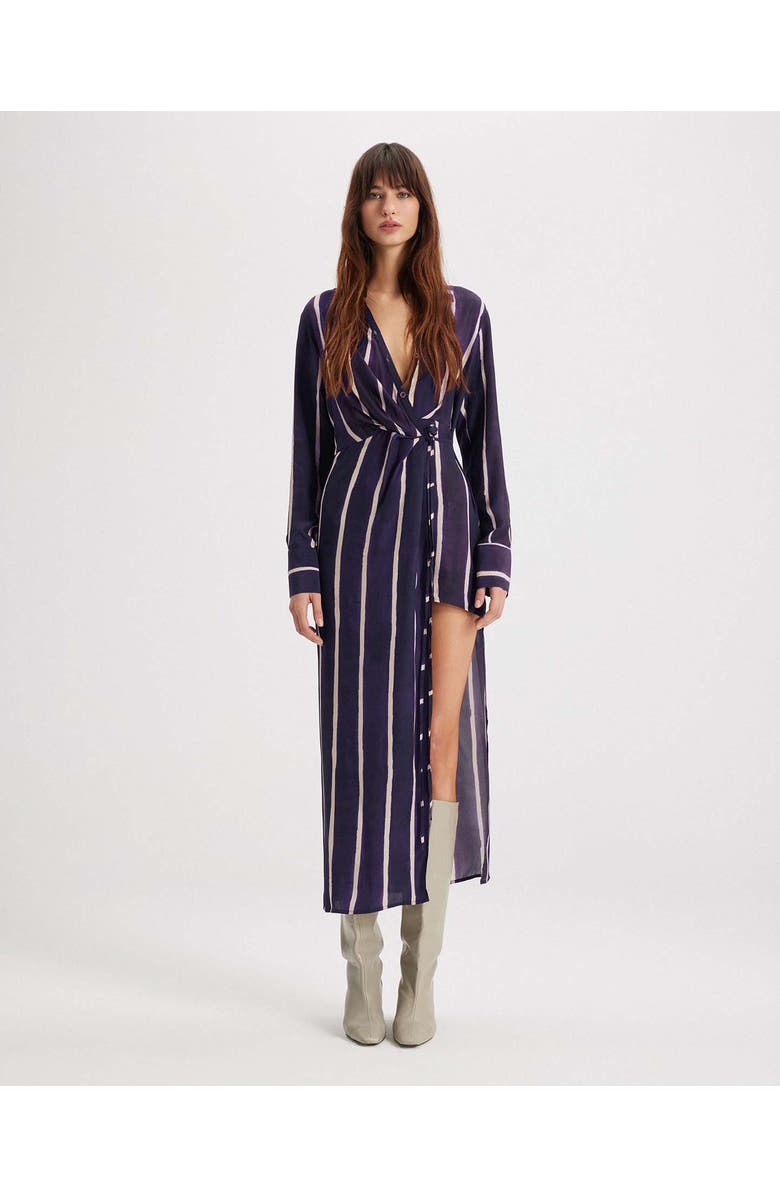 THEO The Label Selena Stripe Draped Shirtdress, Alternate, color, Future Dusk