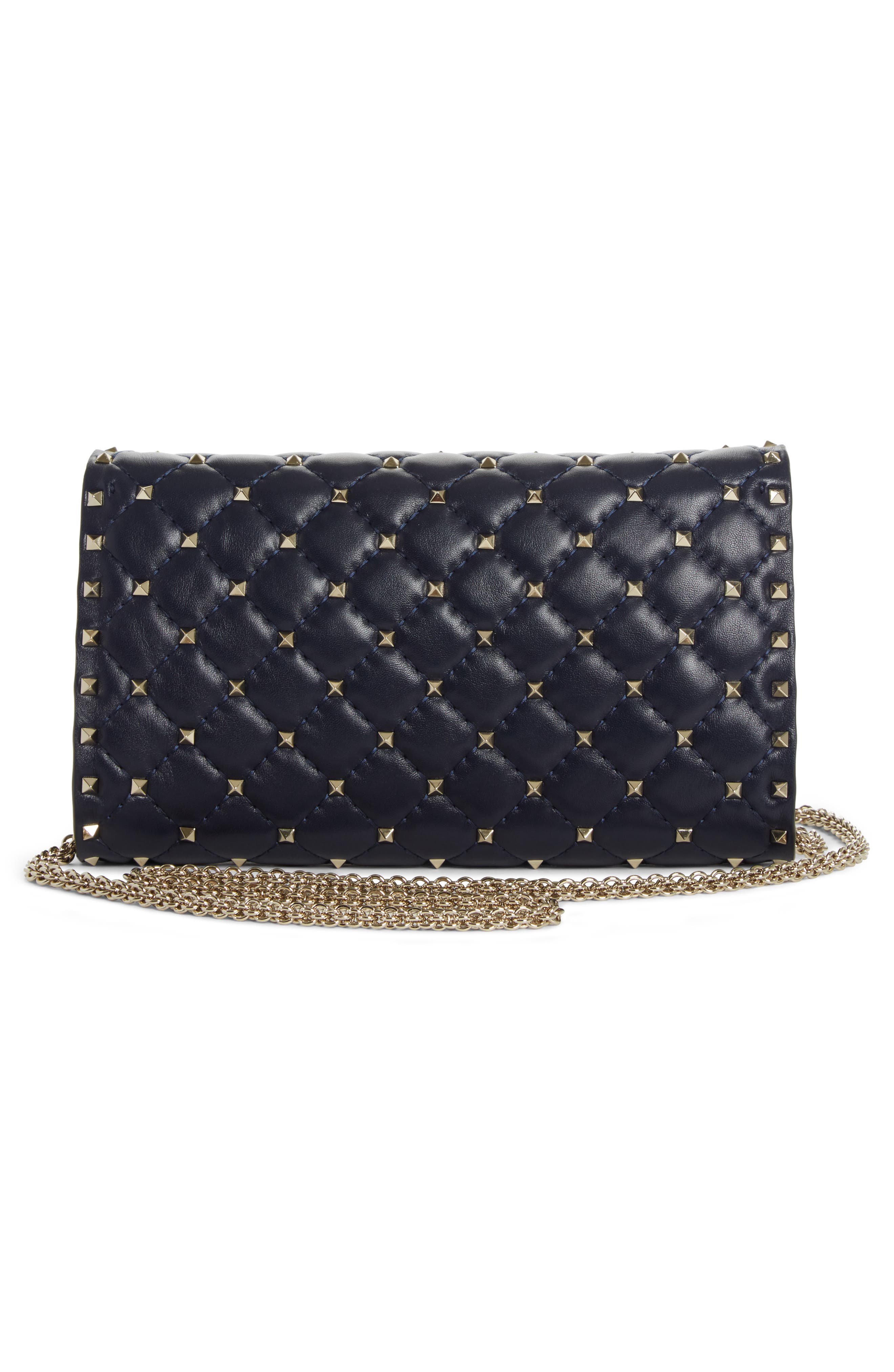 Rockstud Matelassé Quilted Leather Crossbody Bag, Alternate, color, MARINE