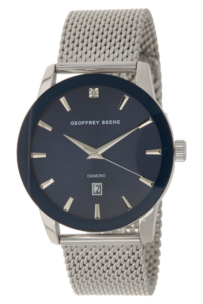 Men's Diamond Mesh Strap Watch, 41mm - 0.001 ctw, Main, color, SILVER