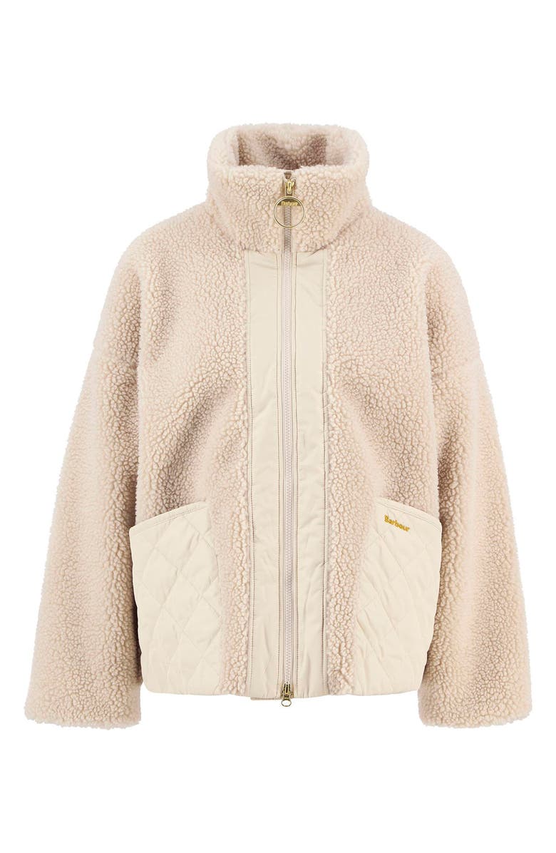 Barbour Brawby High Pile Fleece Jacket, Alternate, color, Silver Cloud/ Oatmeal
