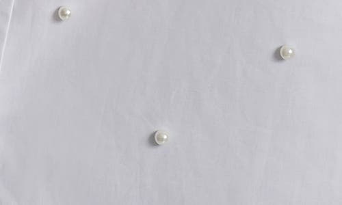 Dkny Jeans Faux Pearl Embellished Button-up Shirt In White
