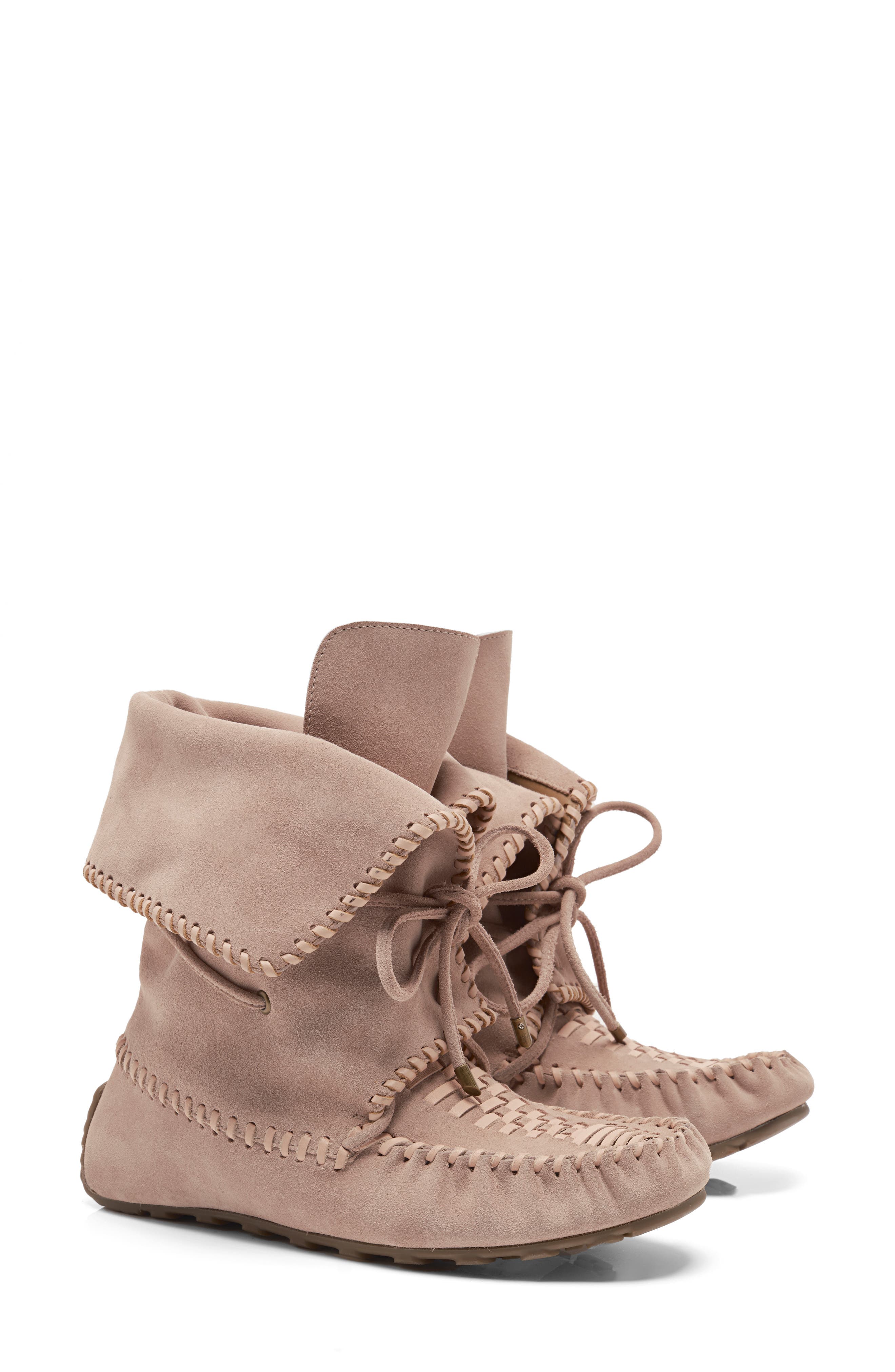 Misty Moc Toe Boot, Alternate, color, PEARL BLUSH SUEDE