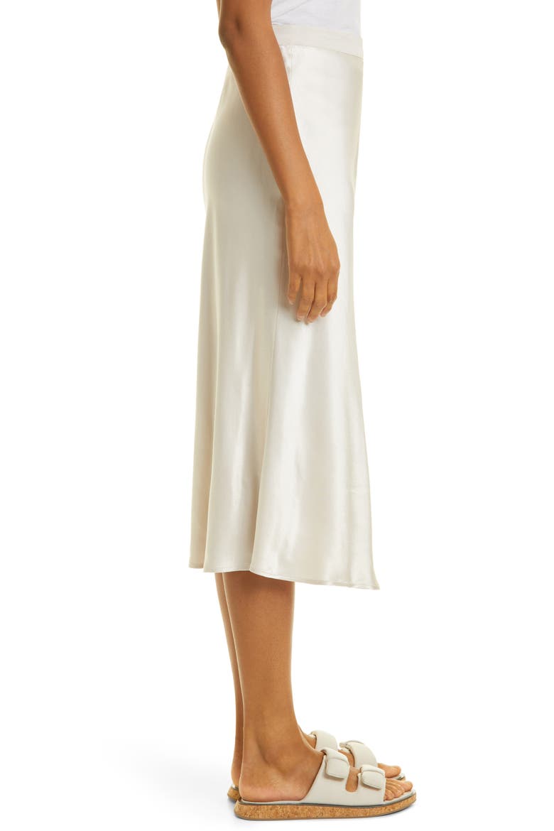 Berlin Satin Midi Skirt, Alternate, color, IVORY