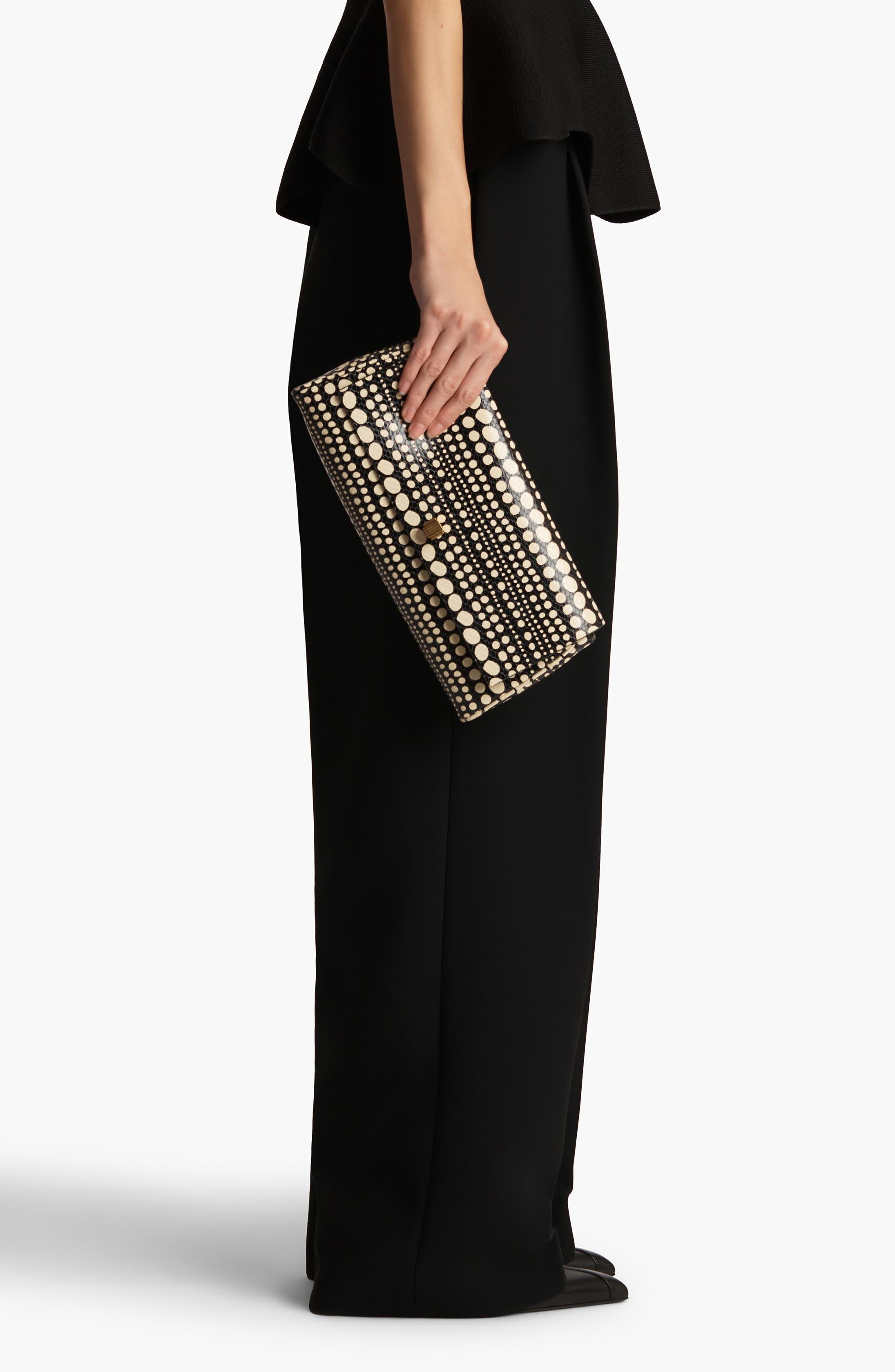 Khaite Audrey Polka Dot Snakeskin Embossed Leather Clutch, Alternate, color, 