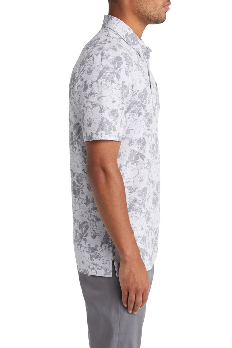 Private Deck Floral Short Sleeve Polo, Alternate, color, HEATHER LIGHT GREY