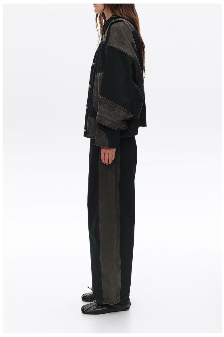 Oversize Two-Tone Denim Jacket, Alternate, color, BLACK