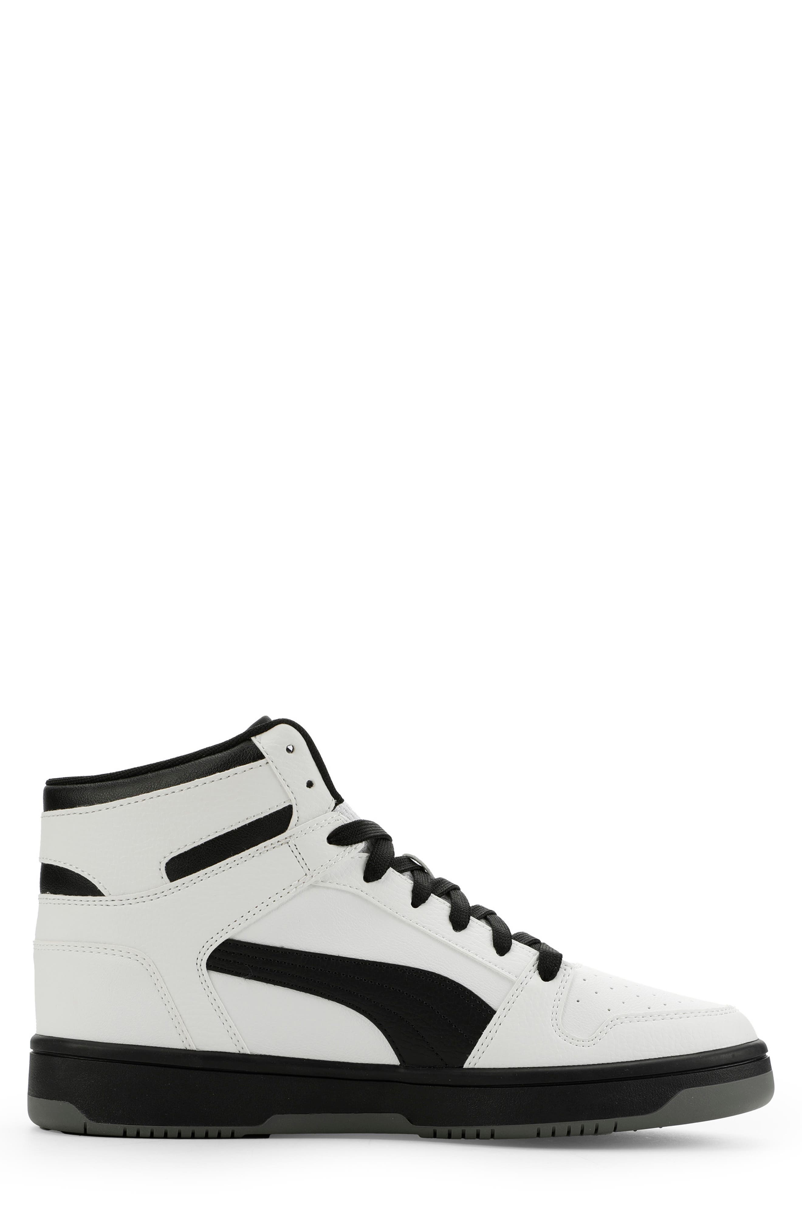 Rebound Layup Mesh High Top Sneaker, Alternate, color, PUMA WHITE/ PUMA BLACK/ GRAY