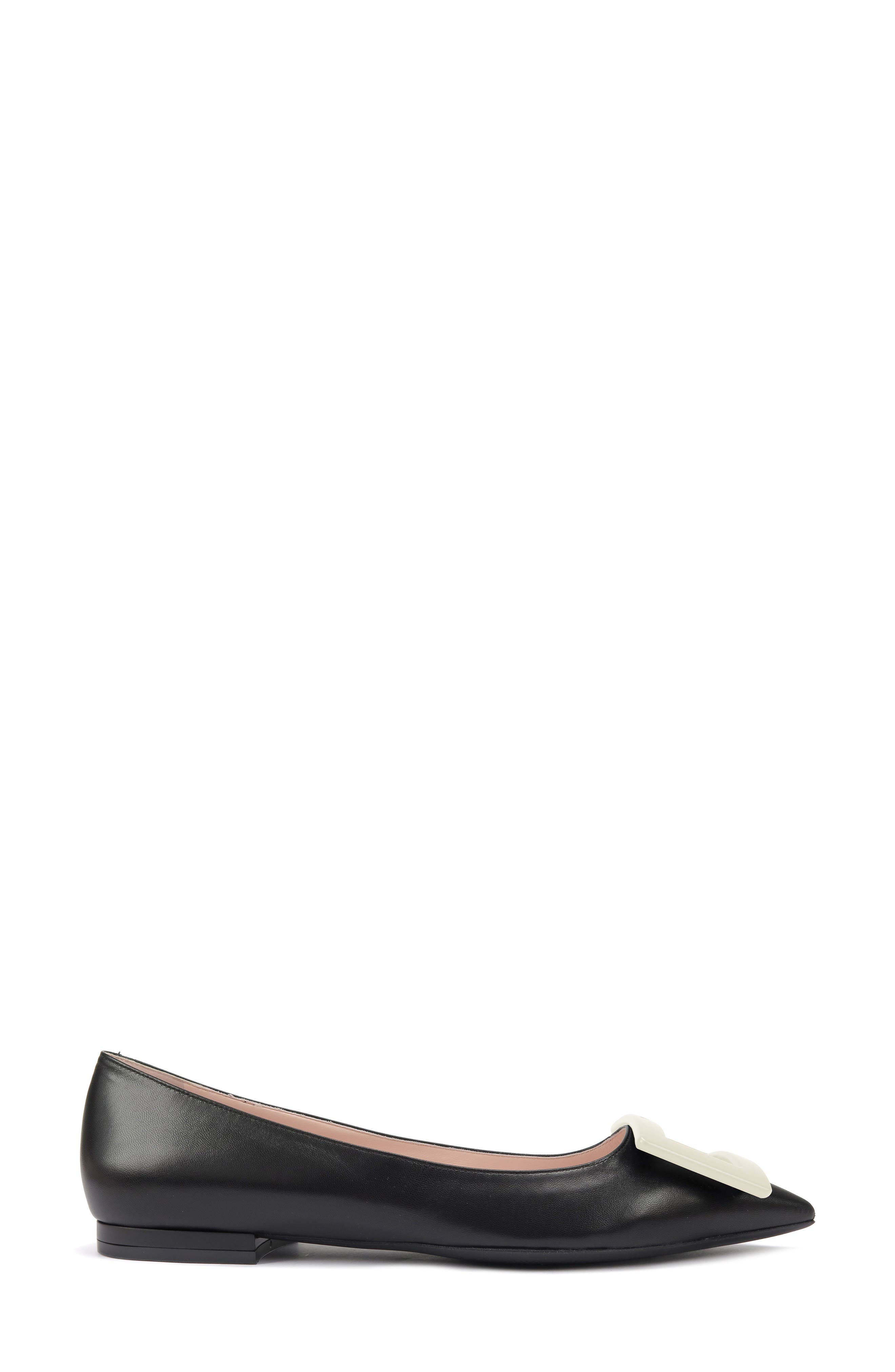 Roger Vivier Gommettine Buckle Pointed Toe Flat, Main, color, 
