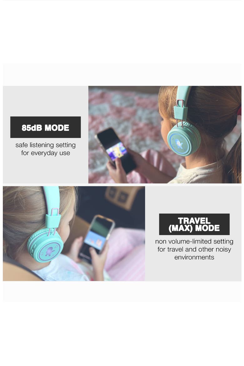 KidJamz KJ55BT (2 Pack) Bluetooth Wireless Headphones for Kids w/ LED Lights, Alternate, color, Mint