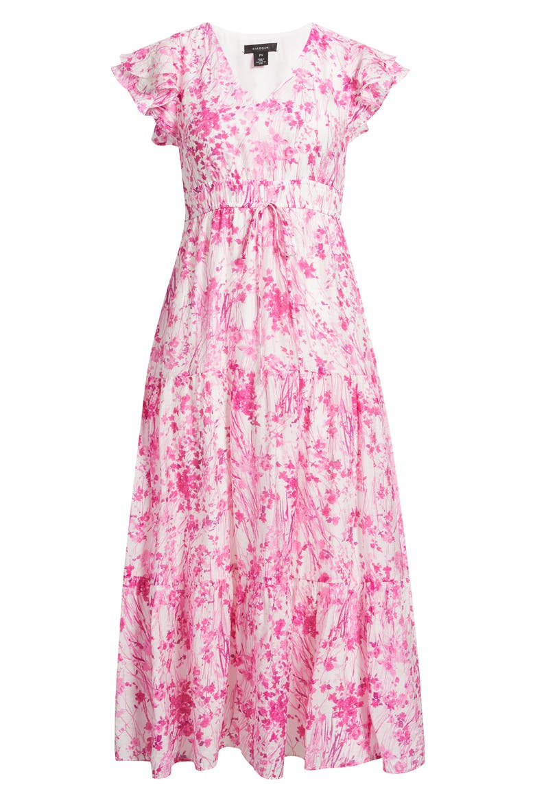Print Ruffle Sleeve Maxi Dress, Alternate, color, NEW IVORY