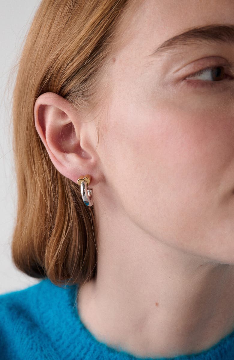 Kate Spade New York heart huggie hoop earrings, Alternate, color, Gold/ Silver