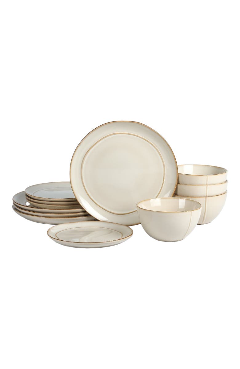 Stone Lain Infinity Stoneware 12-Piece Dinnerware Set, Main, color, Beige