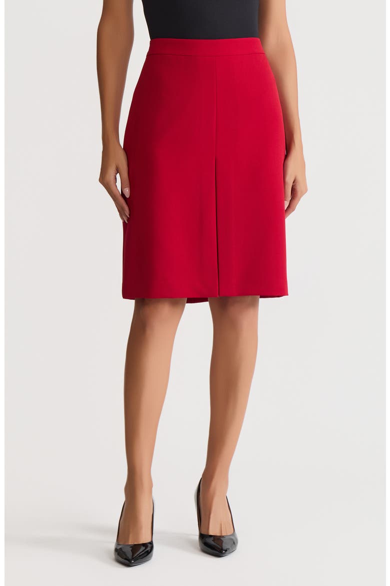 Pleat Front Pencil Skirt, Main, color, FIRE RED