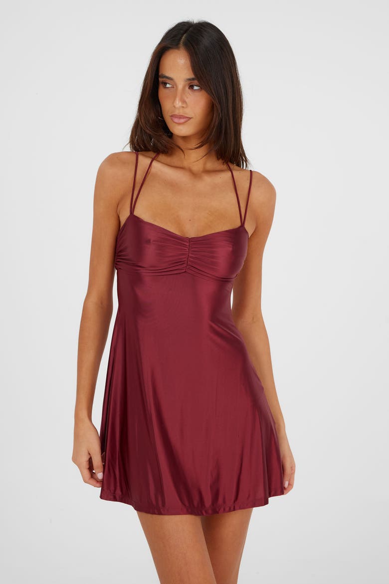 Georgette Mini Dress, Alternate, color, Red