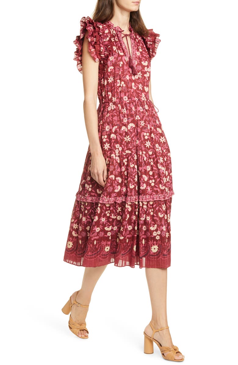 Ulla Johnson Linnea Floral Midi Dress, Alternate, color, 