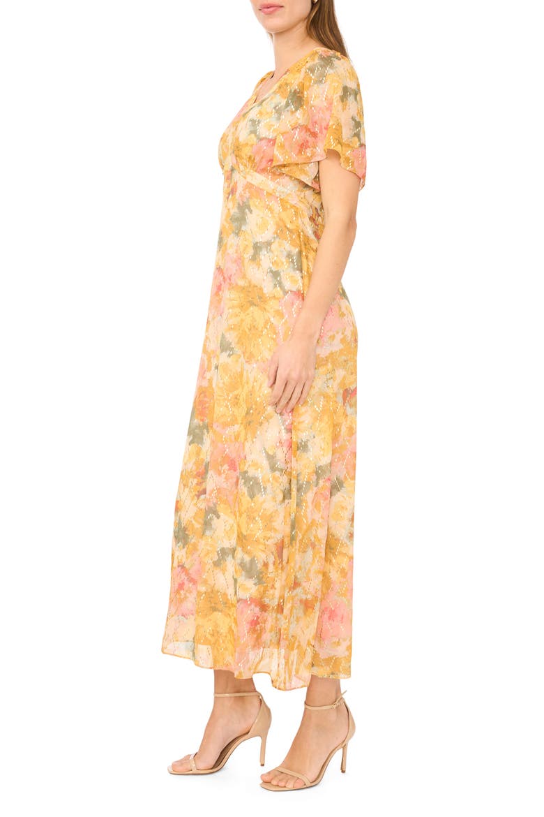 Flutter Sleeve Maxi Dress, Alternate, color, HARVEST GOLD