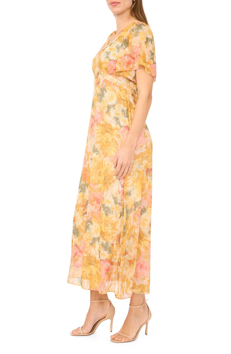 Halogen<sup>®</sup> Flutter Sleeve Maxi Dress, Alternate, color, Harvest Gold