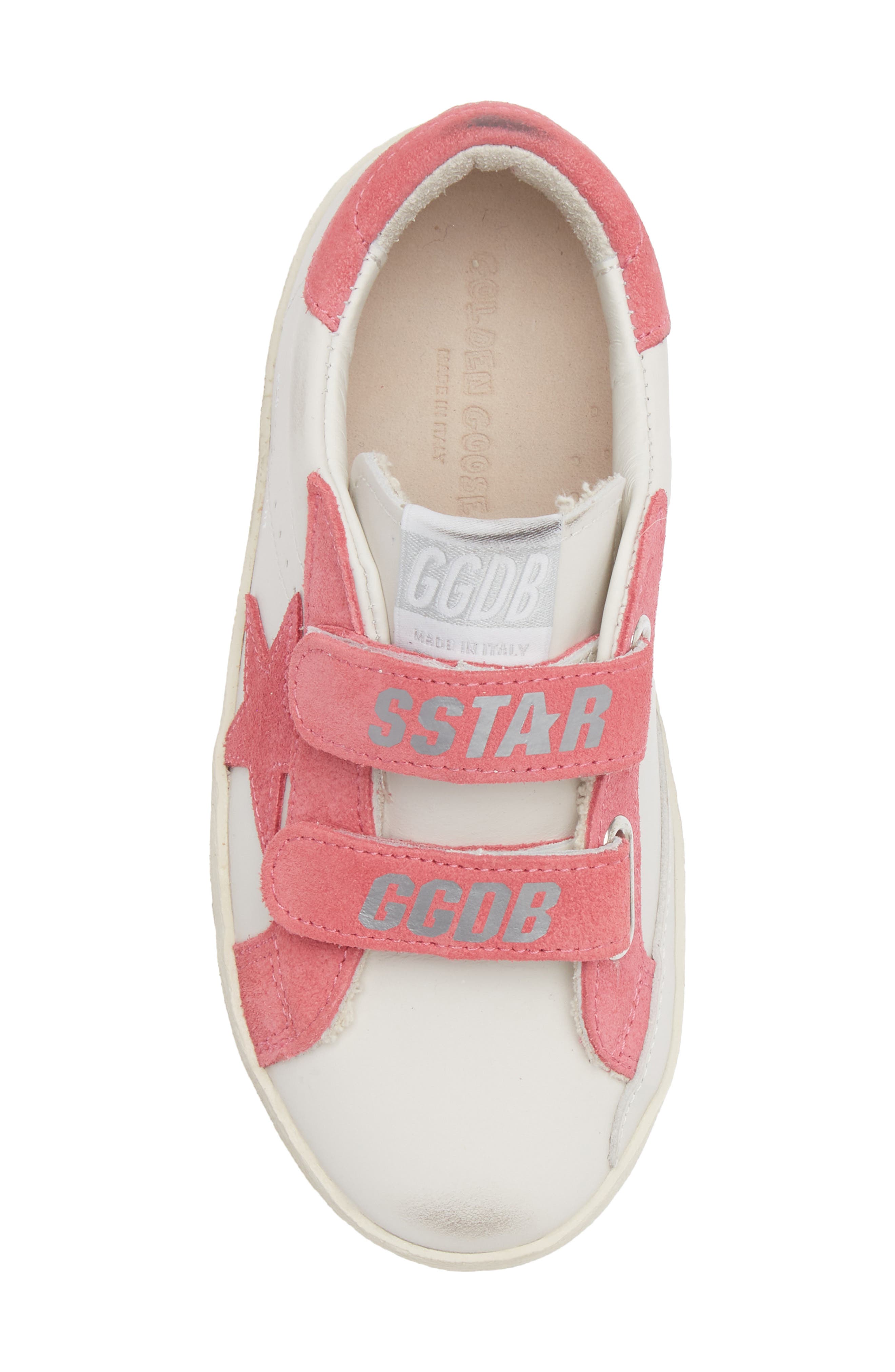 Kids' Old School Sneaker, Alternate, color, MILK/ HOT PINK