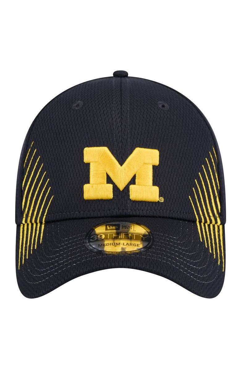 New Era Men's New Era Navy Michigan Wolverines Active Slash Sides 39THIRTY Flex Hat, Alternate, color,