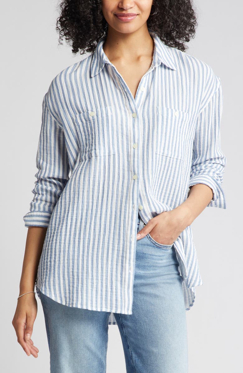 Caslon<sup>®</sup> Cotton Gauze Button-Up Shirt, Alternate, color, 