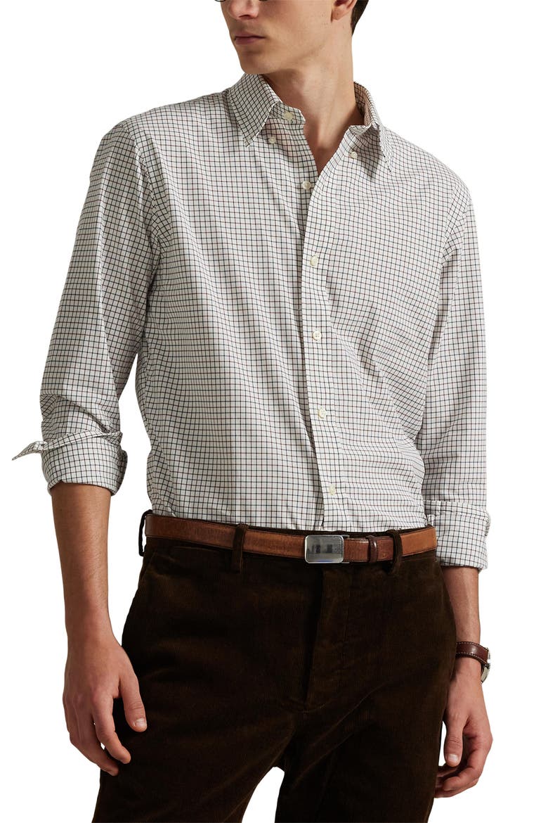 Classic Fit Check Cotton Poplin Button-Down Shirt, Main, color, 6974B CREAM WINE MULTI