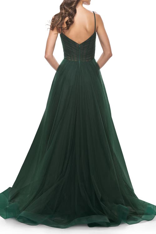 La Femme Simple Tulle A-line Prom Dress With Ruched Illusion Bodice