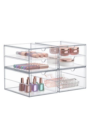 Sorbus Set Of 2 Cosmetics Makeup & Jewelry Storage Case Display In Clear