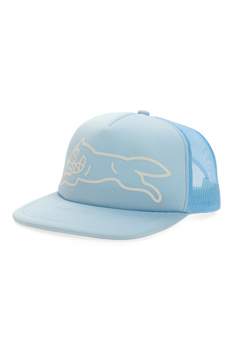 Options Running Dog Trucker Hat, Main, color, CERULEAN BLUE