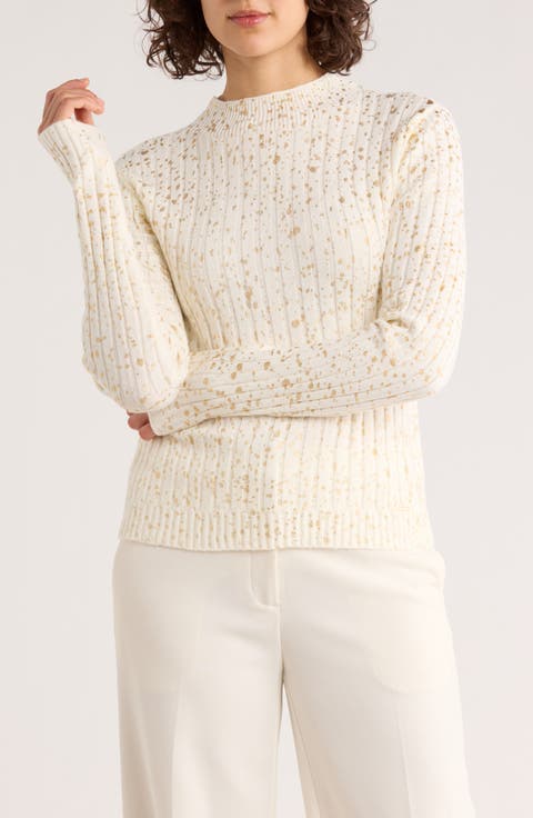 Metallic Dot Funnel Neck Sweater