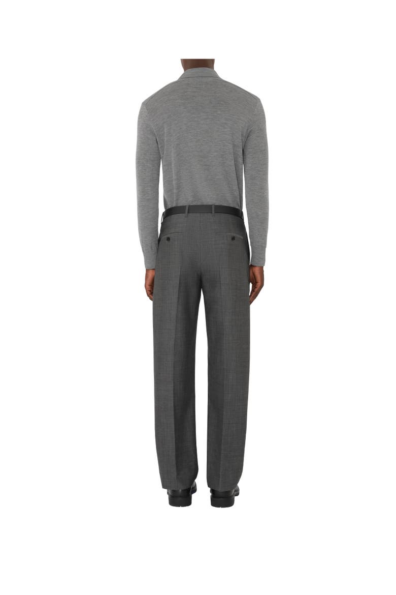 Long-sleeve Wool Polo Shirt, Alternate, color, Grey