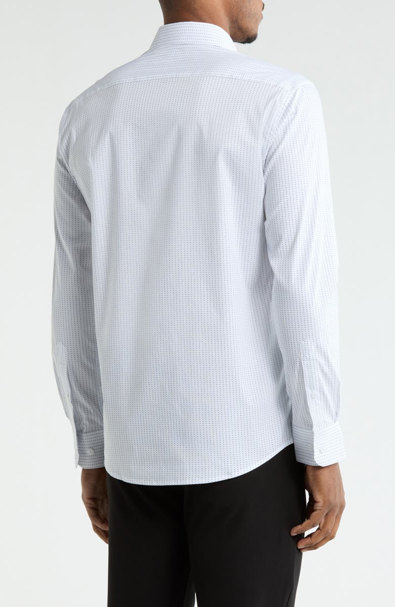 DKNY Dot Stripe Stretch Dress Shirt, Alternate, color, White Navy Light Blue