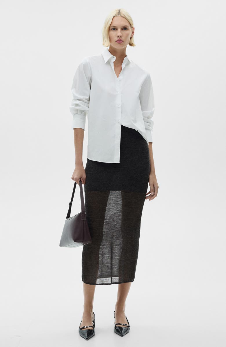 MANGO Semisheer Midi Skirt, Alternate, color, 