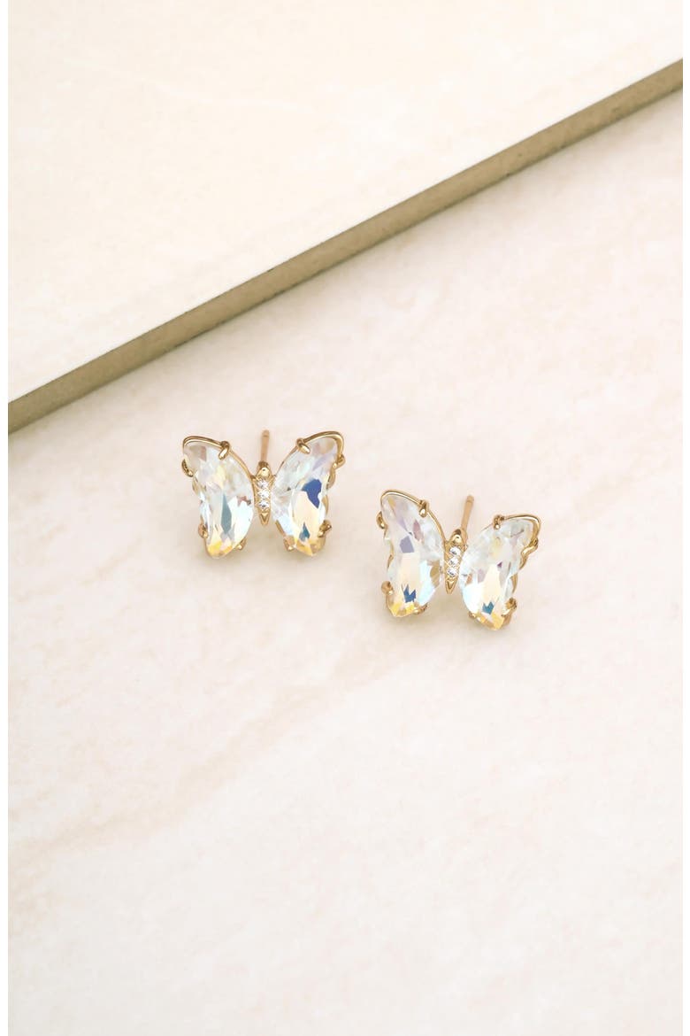 Butterfly Stud Earrings, Alternate, color, GOLD