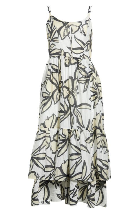Floral Sweetheart Neck Tiered Dress