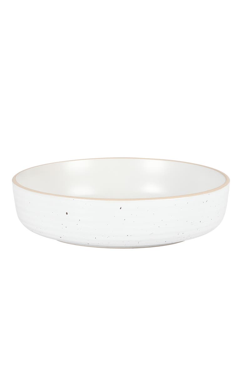 Dinah Double Bowl Stoneware Embossed Dinnerware Set, Alternate, color, White