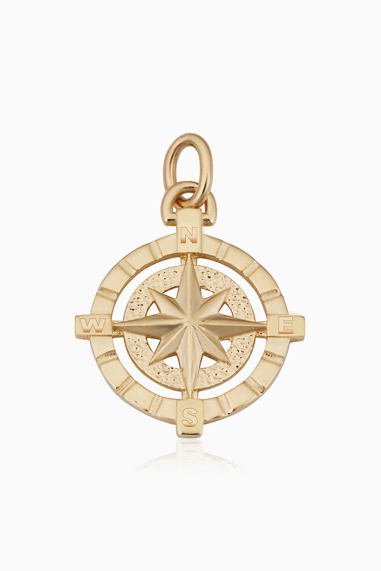 14K Gold Compass Rose Pendant Charm, Main, color, Yellow Gold