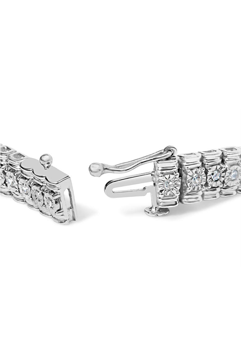 Silver 1.0 Cttw Diamond Collar Line Link Bracelet - Size 7.25" Inches, Alternate, color, White