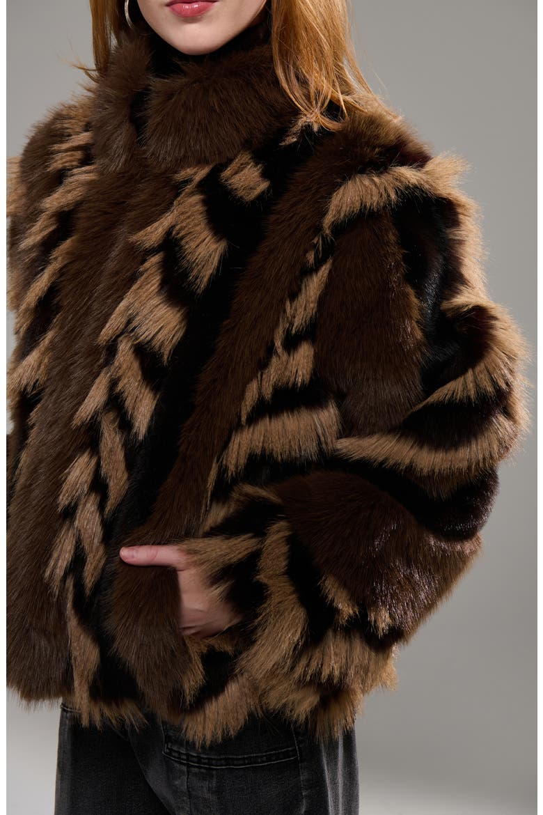 Inez Faux Fur Jacket, Alternate, color, CHOCOLATE