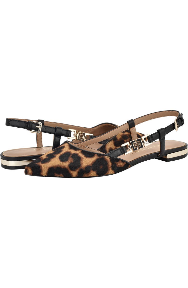 GUESS Franiely Genuine Calf Hair Pointed Toe Slingback Flat, Alternate, color,