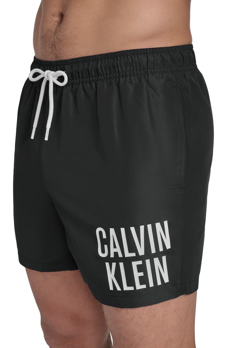 Calvin Klein CK Outline Volley Swim Trunks, Alternate, color, Black