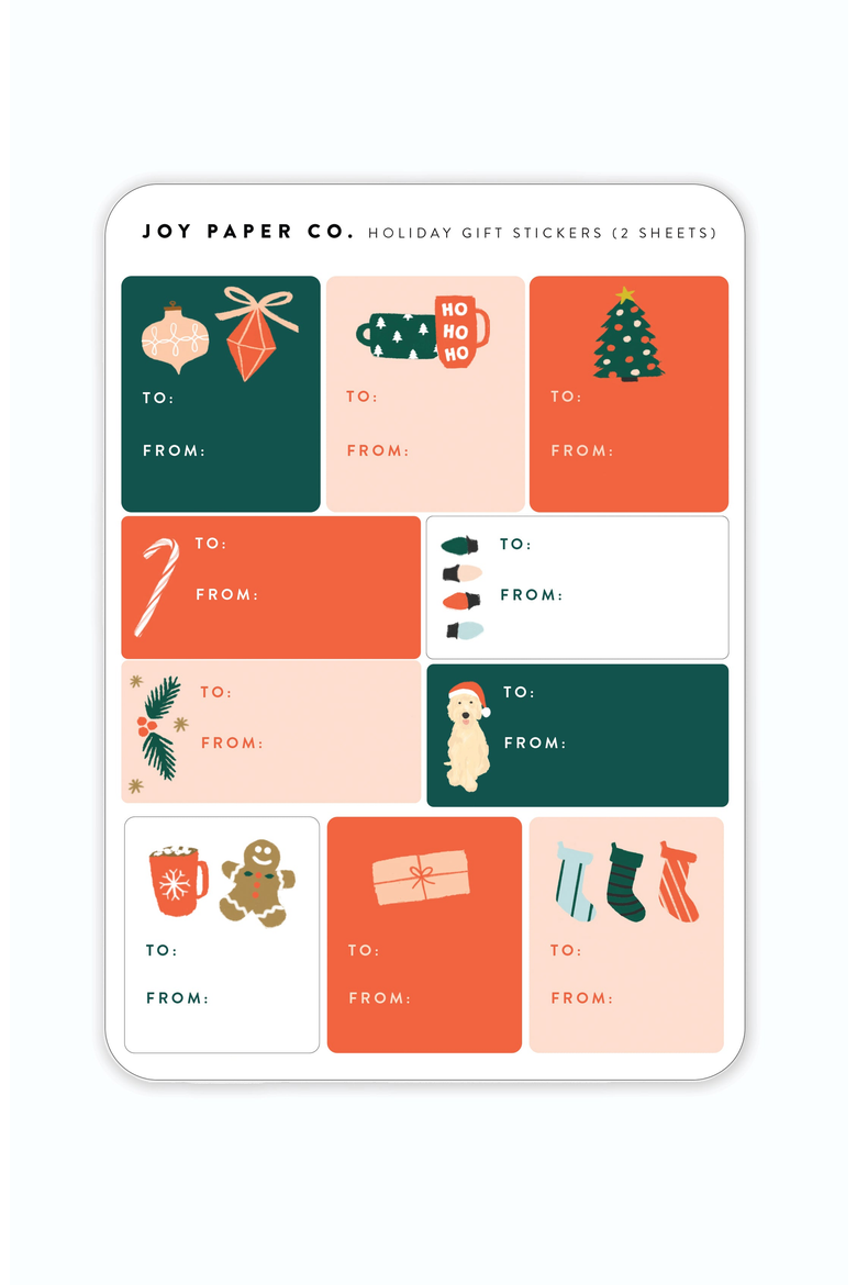 Holiday Gift Sticker Sheet, Main, color, Green / Red / White