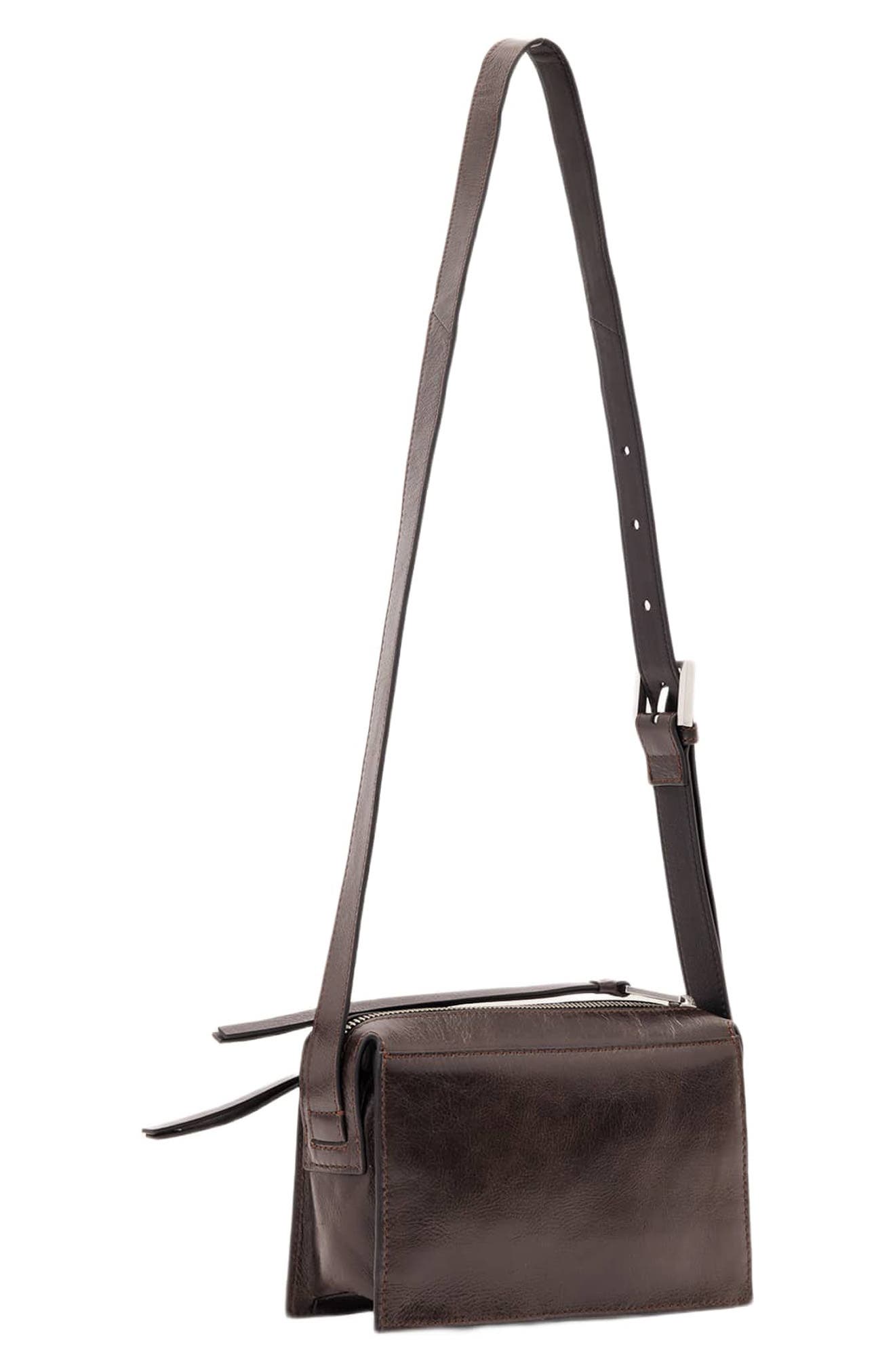 Marlo Leather Wallet Crossbody Bag, Alternate, color, BITTER BROWN