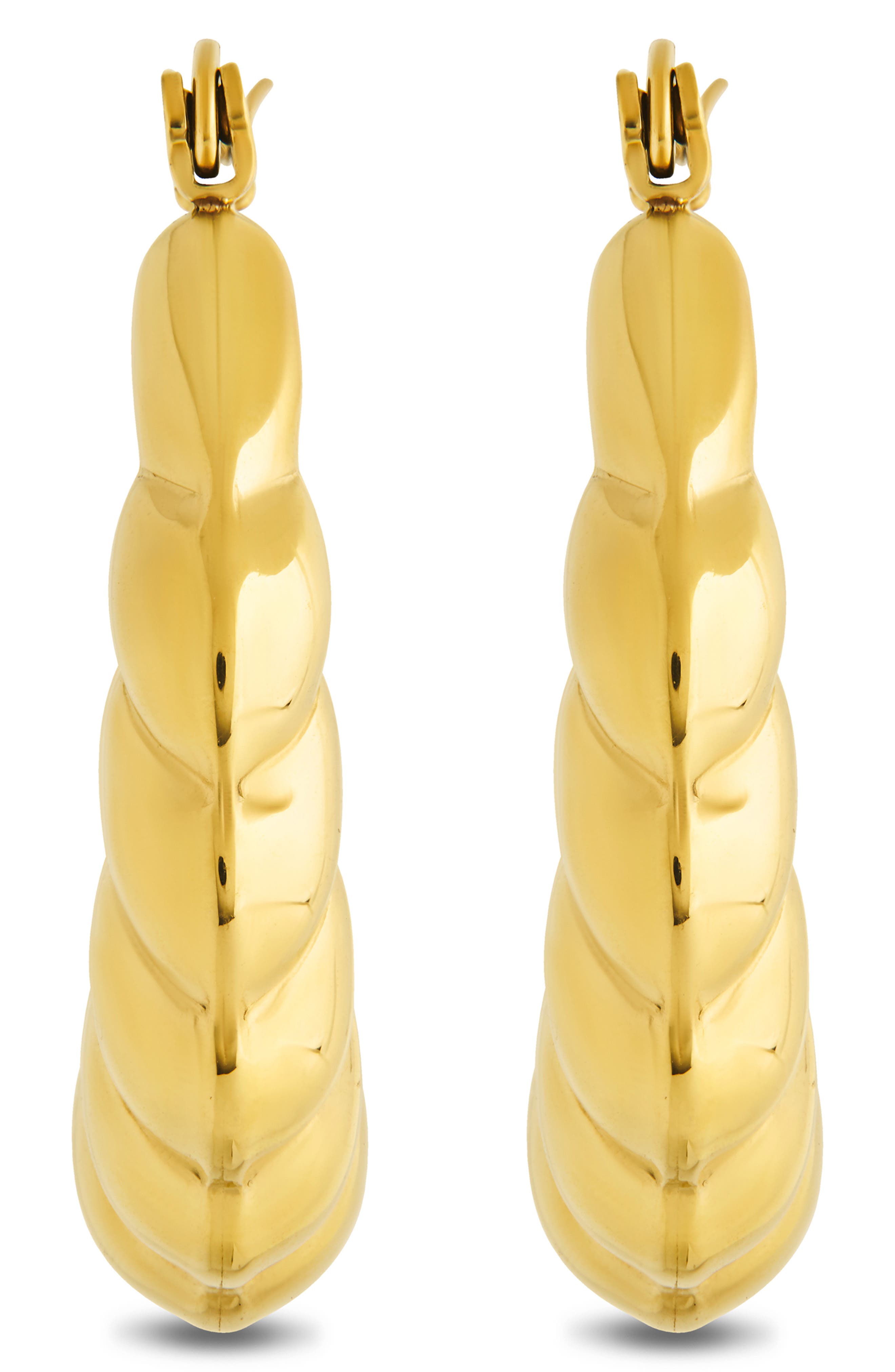 Sterling Forever Piper Twisted Polished Hoop Earrings (Women ...