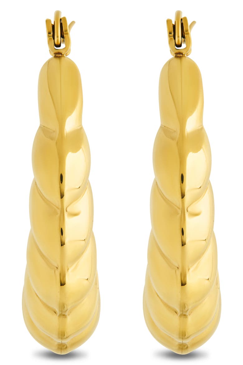 Piper Twisted Polished Hoop Earrings, Alternate, color, GOLD