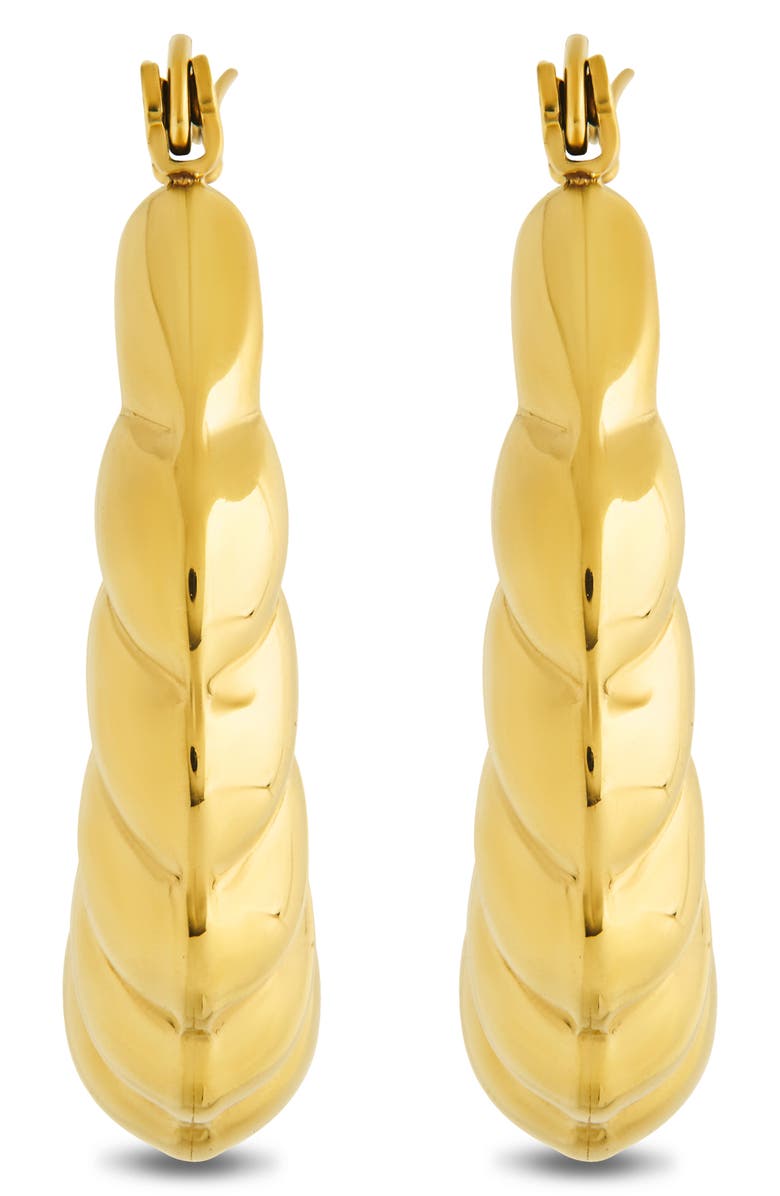 Sterling Forever Piper Twisted Polished Hoop Earrings, Alternate, color, Gold