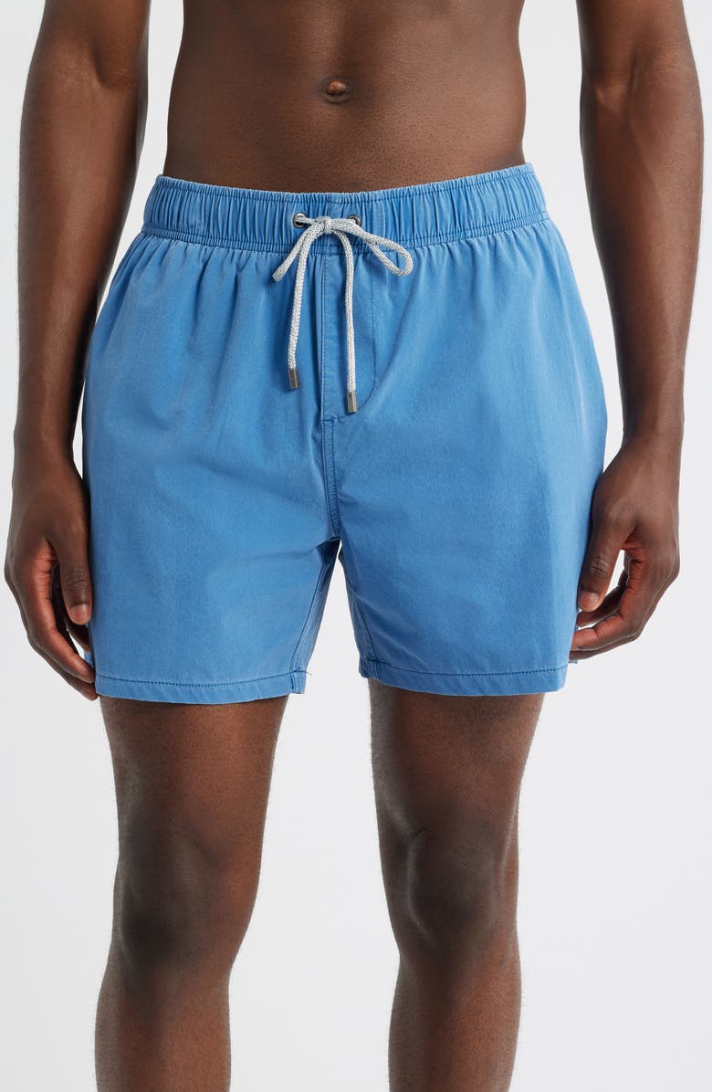 Vintage Summer Vintage Wash Water Repellent Stretch Volley Swim Trunks, Main, color, Bright Blue