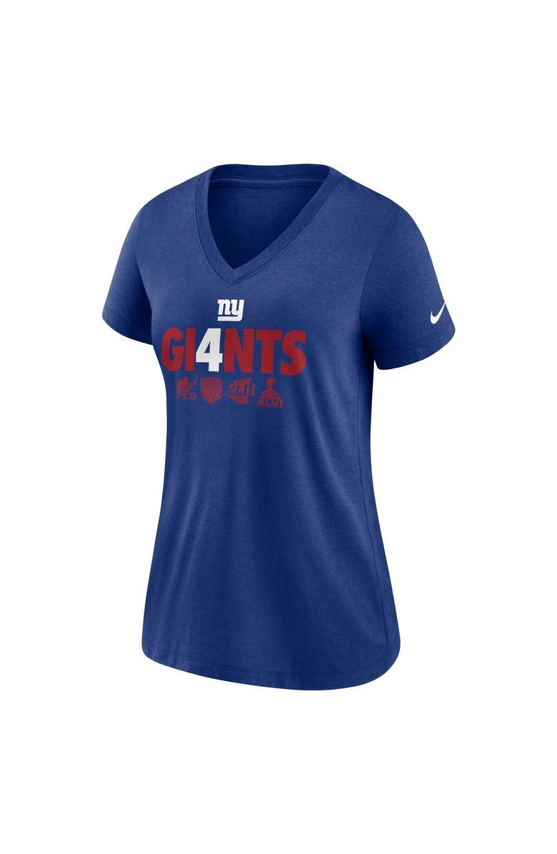 Nike Women's Nike Royal New York Giants Hometown Collection Tri-Blend V-Neck T-Shirt, Alternate, color, 