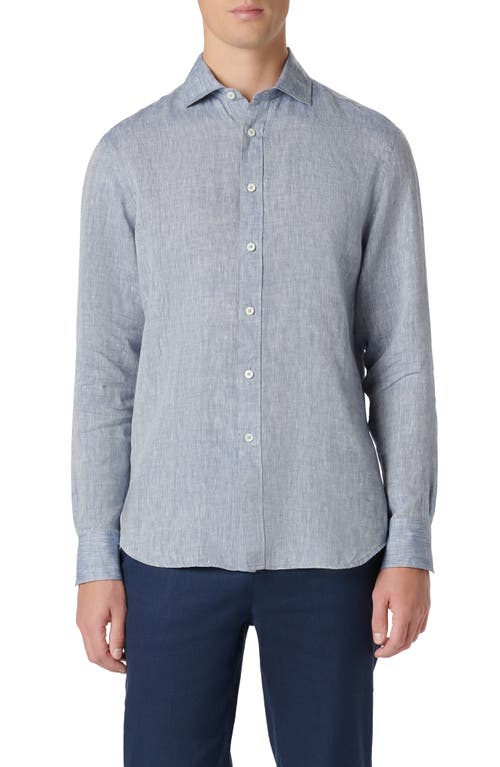 Bugatchi Axel Linen Button-Up Shirt in Navy  product